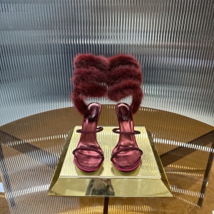 rene caovilla furla fur-trimmed satin snake-wrap sandal shoes